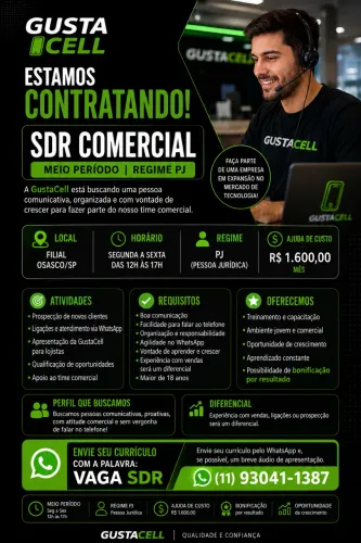VAGA DE SDR - MEIO PERIODO 