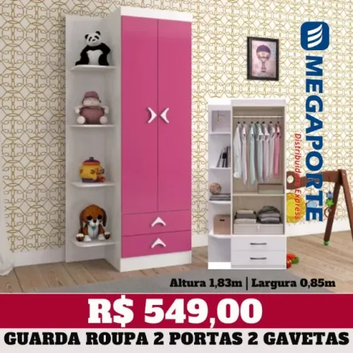 Guarda Roupa Infantil 2 Portas 2 Gavetas (Novo) Entrega Grátis!