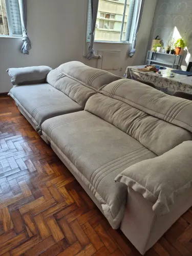 Sofá cama retrátil reclinável cinza
