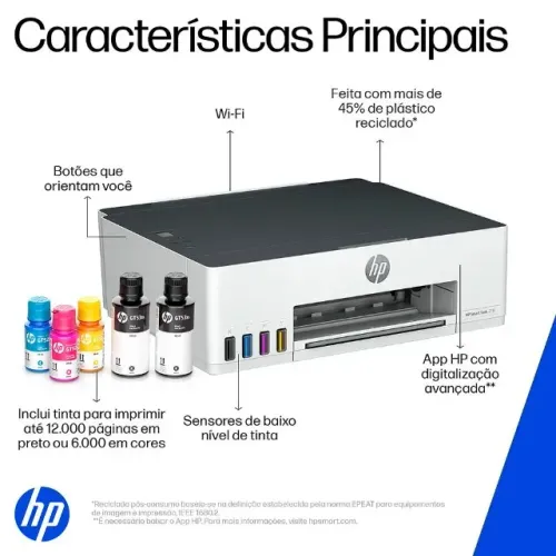 Impressora HP Smart Tank 210 Tanque de Tinta