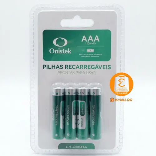 Kit 4 Pilhas AAA (Palito) Recarregável ONISTEK 1100mAh