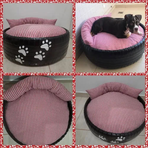 Cama Pet de Pneu Pintada 