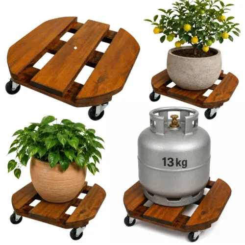 Suporte De Madeira Para Vaso 30 Cm Com Rodinhas