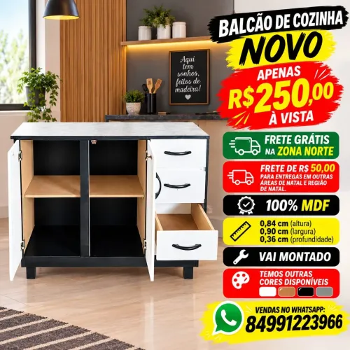 Lindo balcão de cozinha novo, está a disposição, peça já, entrega grátis na ZN.