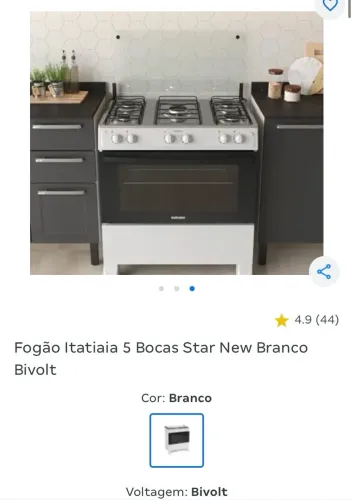 Fogao 5 bocas Itatiaia Star new branco