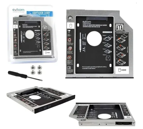 Adaptador Caddy 12.7mm Bandeja Interna Para Segundo HD/SSD 2.5 SATA