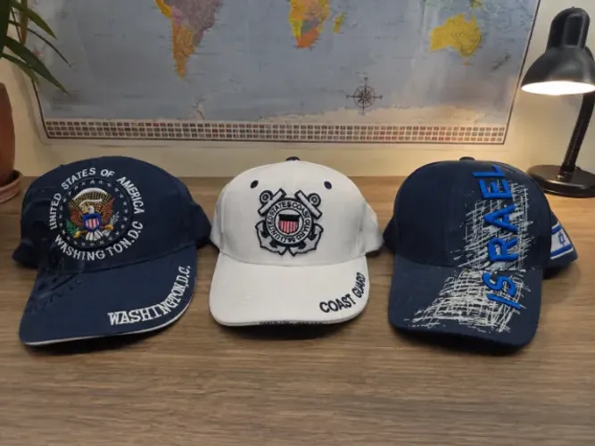 LOTE 3 BONÉS INTERNACIONAIS (NOVOS) - EUA / U.S. COAST GUARD / ISRAEL - COLEÇÃO