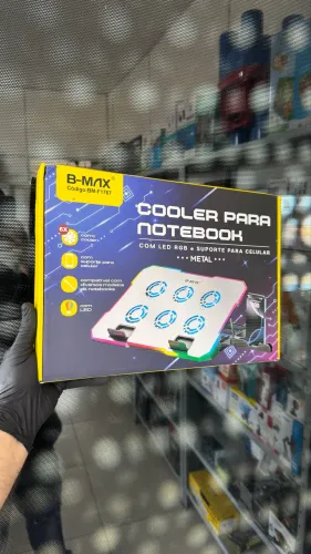 Suporte Para notebook cooler gamer RGB com regulagem de altura e suporte para celular 