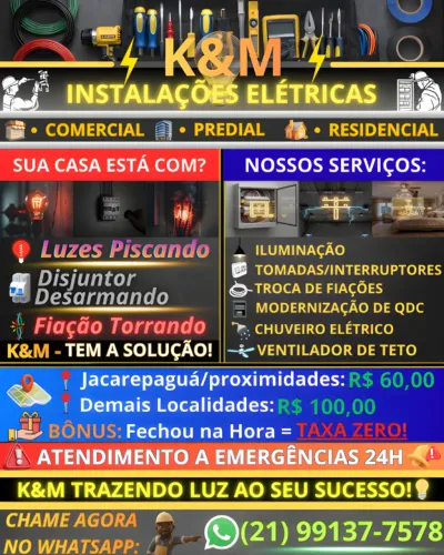 Eletricista 24h / Manutenção e Reformas - K&M INSTALAÇÕES ELÉTRICAS