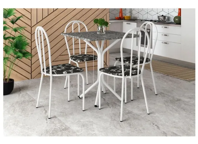 Mesa de Jantar 4 Cadeiras Quadrada Branca Artefamol America Thais