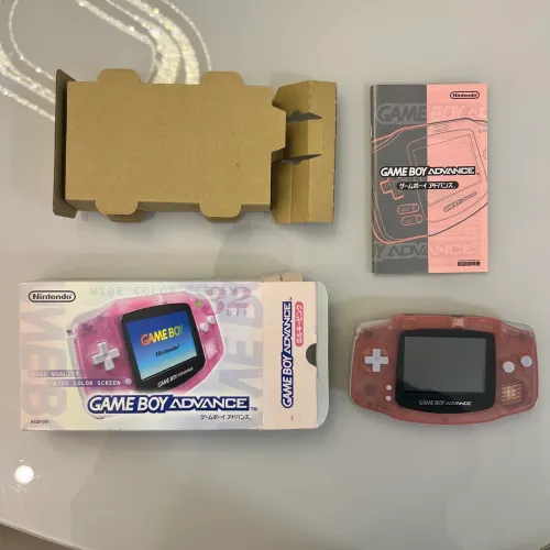 Game boy advance rosa translúcido na caixa completo cib gba