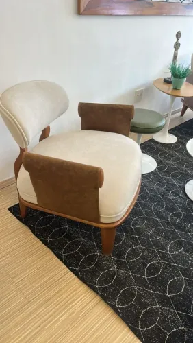 Poltrona Vick linho /couro design duadsg