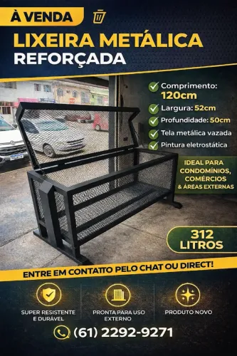 Lixeira metálica reforçad