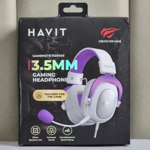Havit - Headset Gamer H2002d Branco/Roxo (Áudio 53mm)