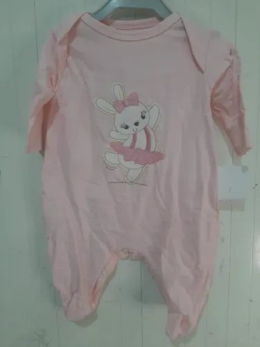 Macacão Bebê Menina Manga Longa Coelhinha Rosa Tamanho P