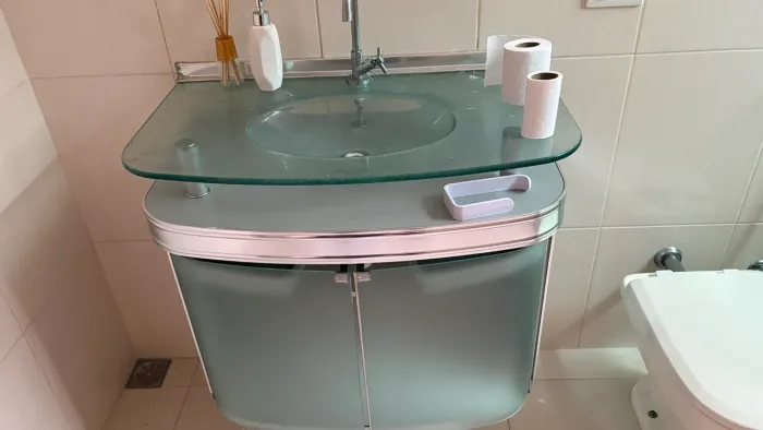 Gabinete Banheiro Cuba Vidro Cris Standard 80cm