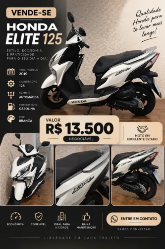 Honda Elite 125 2019 Automática Muito Conservada