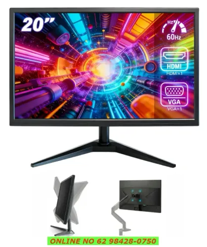 Monitor Led 20'' 1440*900 Full Hd Com 60hz E 6ms Hdmi E Vga - Furação Vesa, Ajuste De Angu