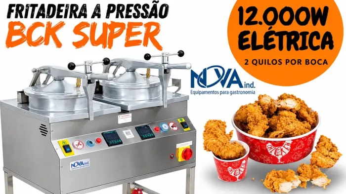 Fritadeira de frango a Pressão BCK Super Gás 2 Bocas 3.0 Novaind