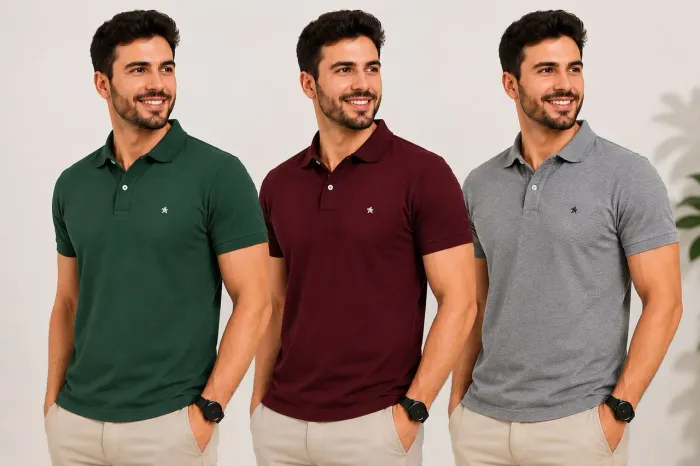 KIT 3 POLOS MASCULINAS MAIS BRINDE ESPECIAL