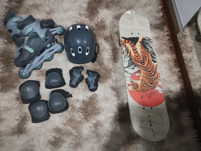 Vendo Patins(37-39) + Skate pouco usado.