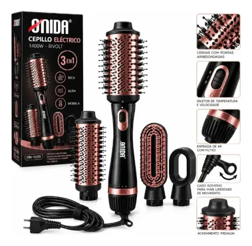 Escova Elétrica Modeladora Onida On-1033 1400w 5 Em 1 Bivolt - NOVO