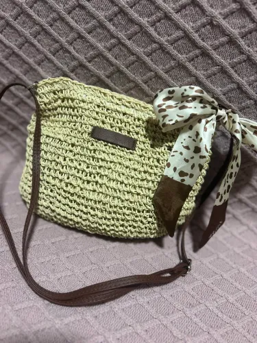 Bolsa Feminina de Palha/Crochê Estilo Verão - Linda
