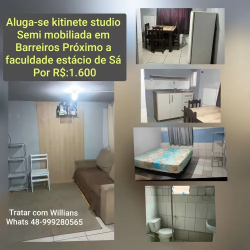 Aluga-se kitinete studio semi mobiliado me Barreiros São José por R$:1.600