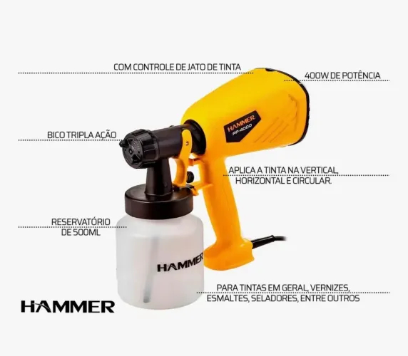Pistola Pintura Pulverizadora Tinta Com Bico Tripla Ação