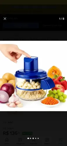 Descascador Elétrico Multifuncional Legumes Frutas Usb Azul