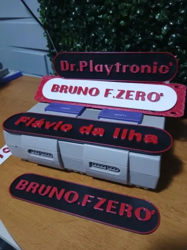 PLACA 3D PADRÃO SUPER NINTENDO PERSONALIZADA