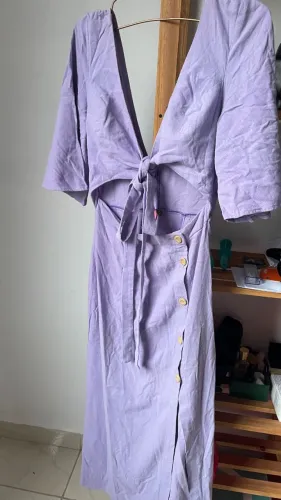 Vestido Farm Lilás - linho 