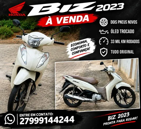 Vendo biz 2023 , tabela Fipe 15e400 vendo por 14 mil moto tá impecável