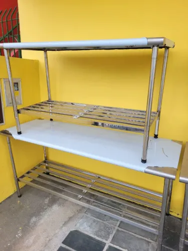 NZ. Mesa inox 1,90x70 gradeada borda redonda IMECA
