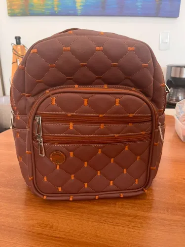 Mochila de couro Impermeável vários bolsos 