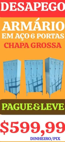 ARMÁRIO EM AÇO 6 PORTAS, LEIAM: