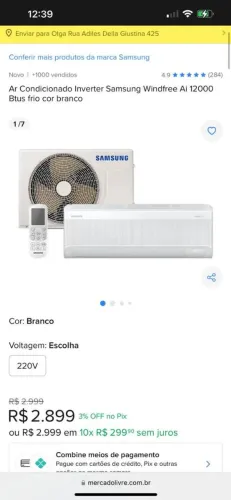 Air-conditionando Samsung windfree 12000btu