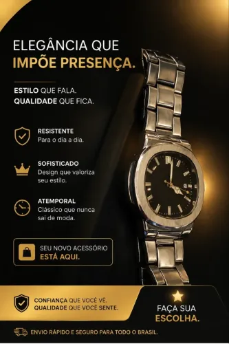 Relógio de aço inoxidável elegante 