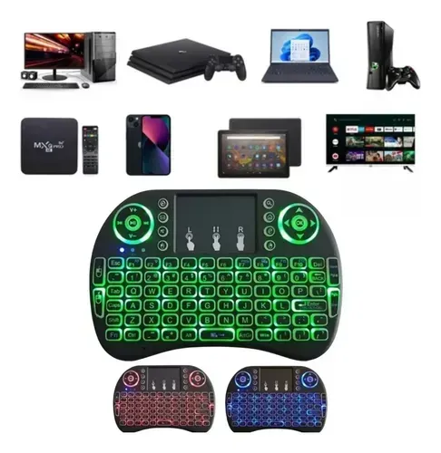 Mini Teclado Sem Fio Led Smart Tv Pc Notbooks Xbox Ps3 Ps4