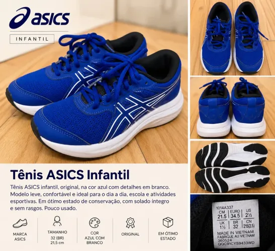 Tênis ASICS Infantil Azul - Original