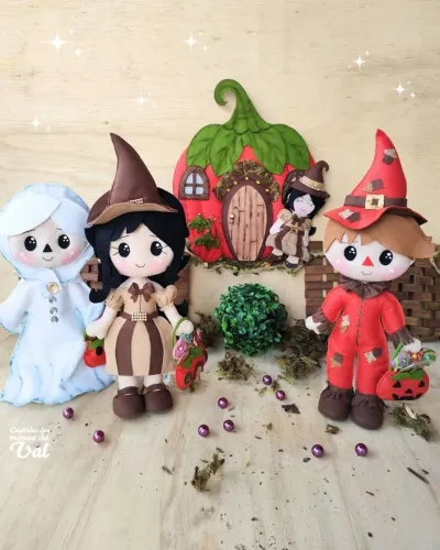 Kit decoração halloween bonecos de feltro 