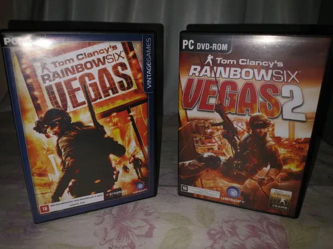 Tom Clancy's Rainbow Six Vegas 1 e 2 2006 2008 Ubisoft jogo definitivo PC DVD Mint