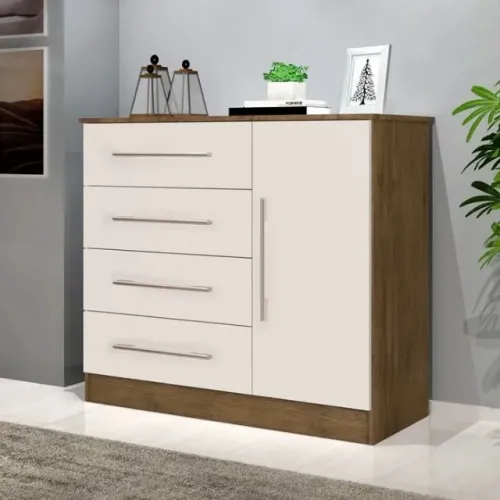 Cõmoda 1 porta e 4 gavetas Jequita Off Novo Pronta Entrega