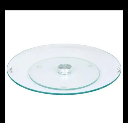 Prato Giratório Centro De Mesa Em Vidro Incolor E Inox 60cm