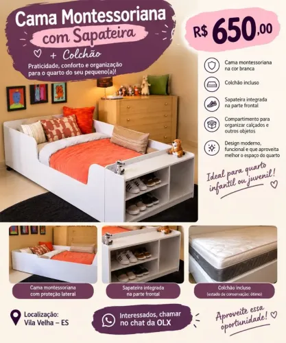 Cama Montessoriana com colchão