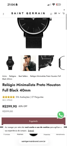 Relógio Saint Germain Houston All Black 40 mm