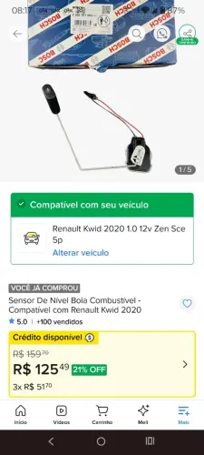 Boia de gasolina kwid 2020 NOVA