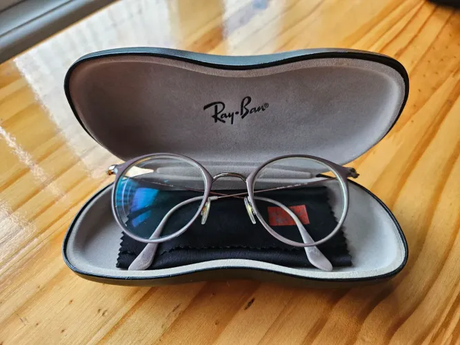 Armação Óculos Metal Detalhe Bege Marca Ray-Ban