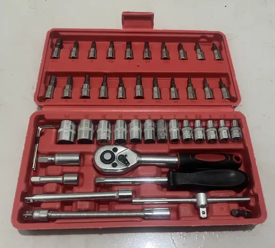 Kit Ferramentas 46 Peças Soquetes e Chave Catraca Profissional