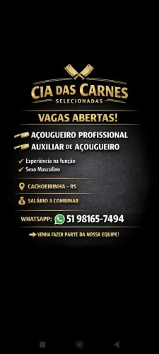 Vaga açougueiro ou auxiliar 